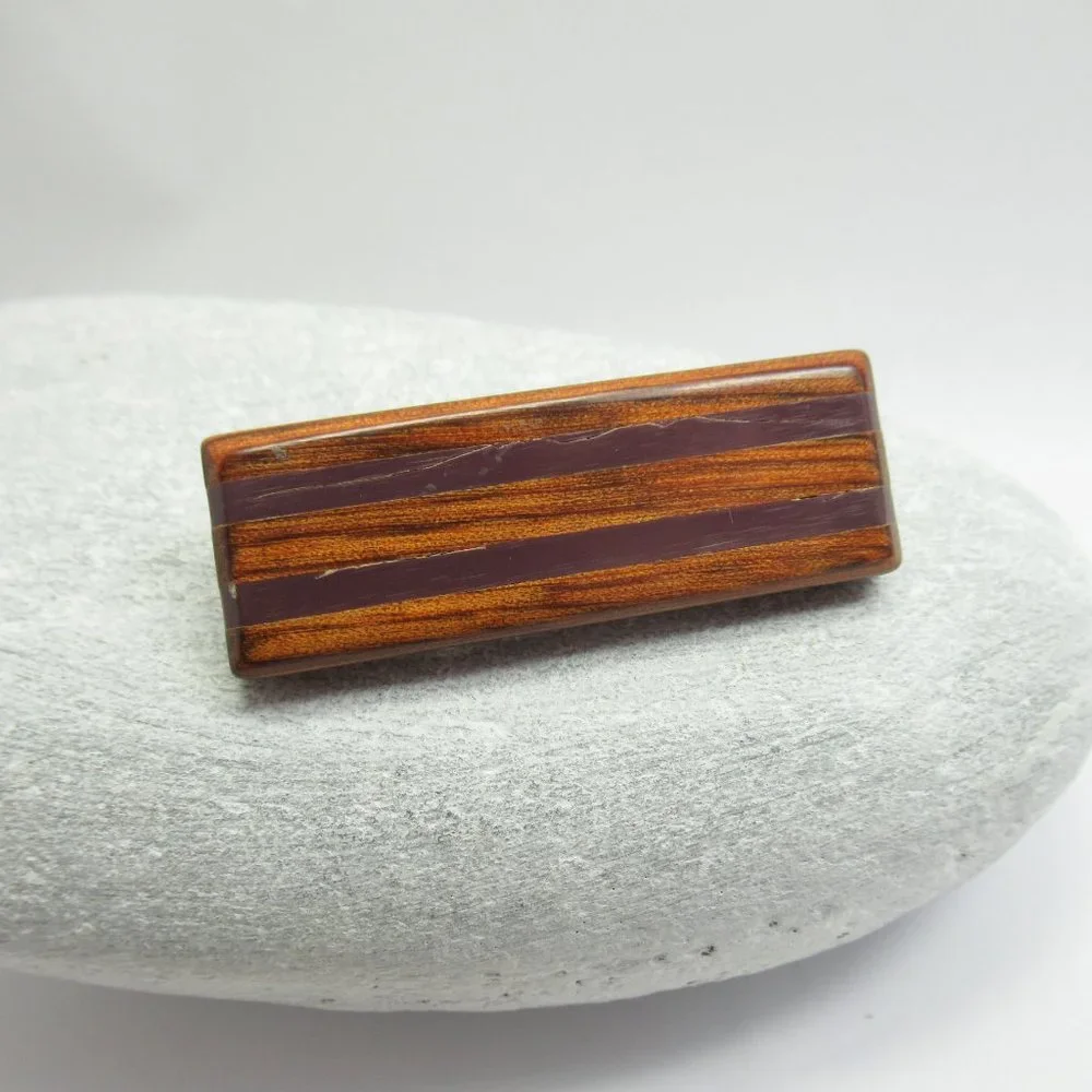 Wood Inlay Brooch